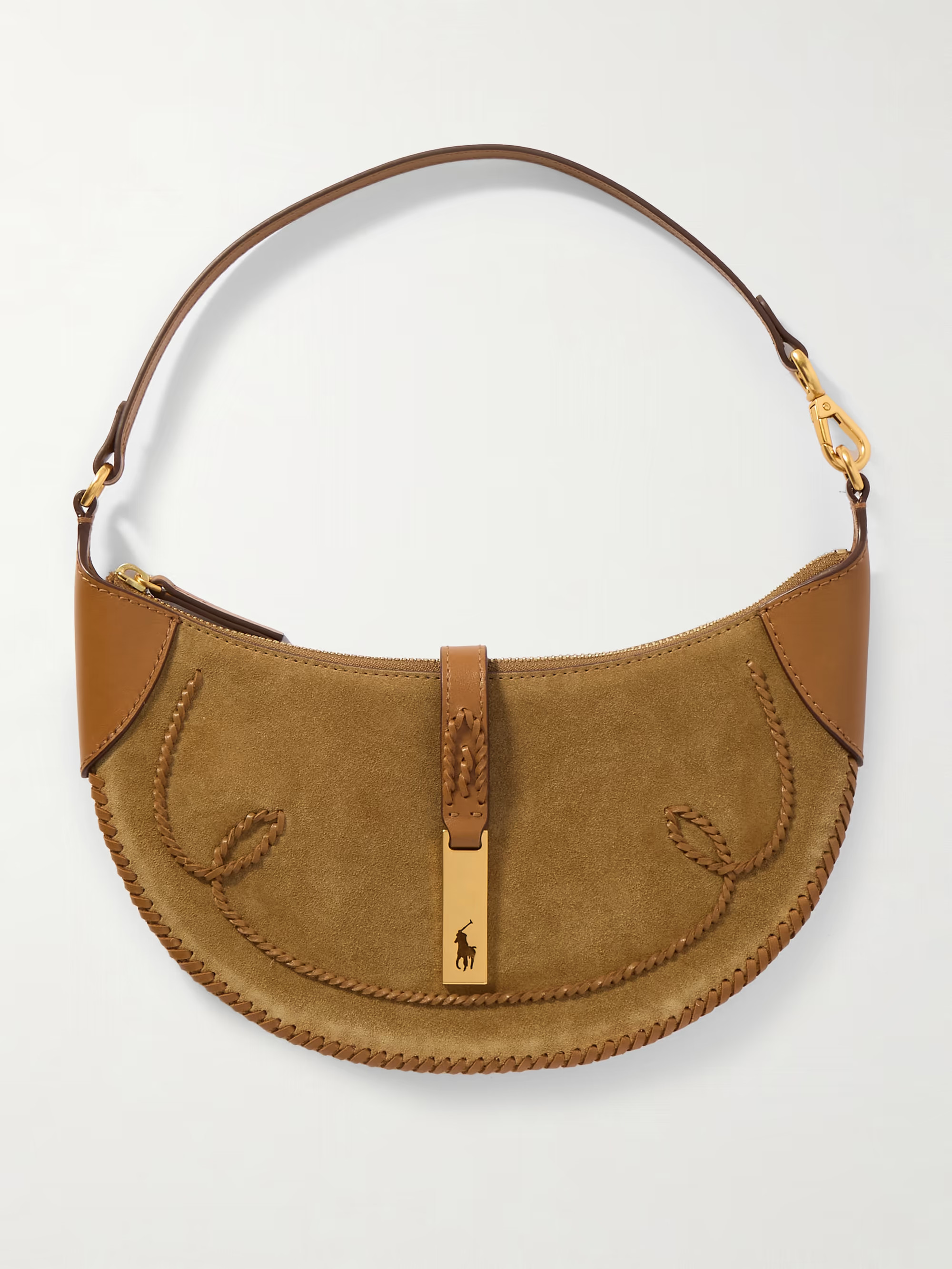 Polo ID mini whipstitched leather-trimmed suede shoulder bag | NET-A-PORTER (UK & EU)