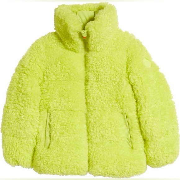 New! Save The Duck Kids Thisbe Quilted Neon Sherpa Fleece Jacket 🐥🐥 8 Youth NWT! | Poshmark