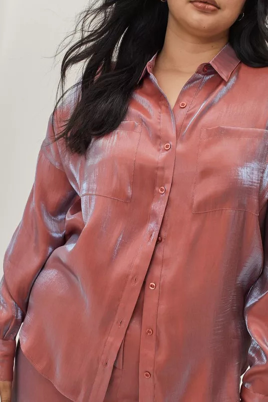 Plus Size High Shine Oversized Satin Shirt | Nasty Gal (US)