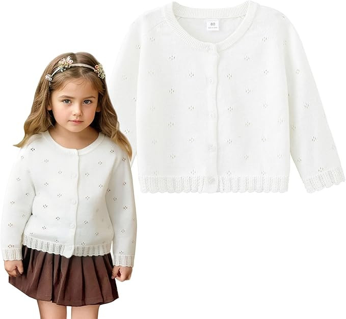 Curipeer Baby Girls Knitted Cardigan Pompoms Sweater Toddler Long Sleeve Jacket Outerwear 6M-4Y | Amazon (US)