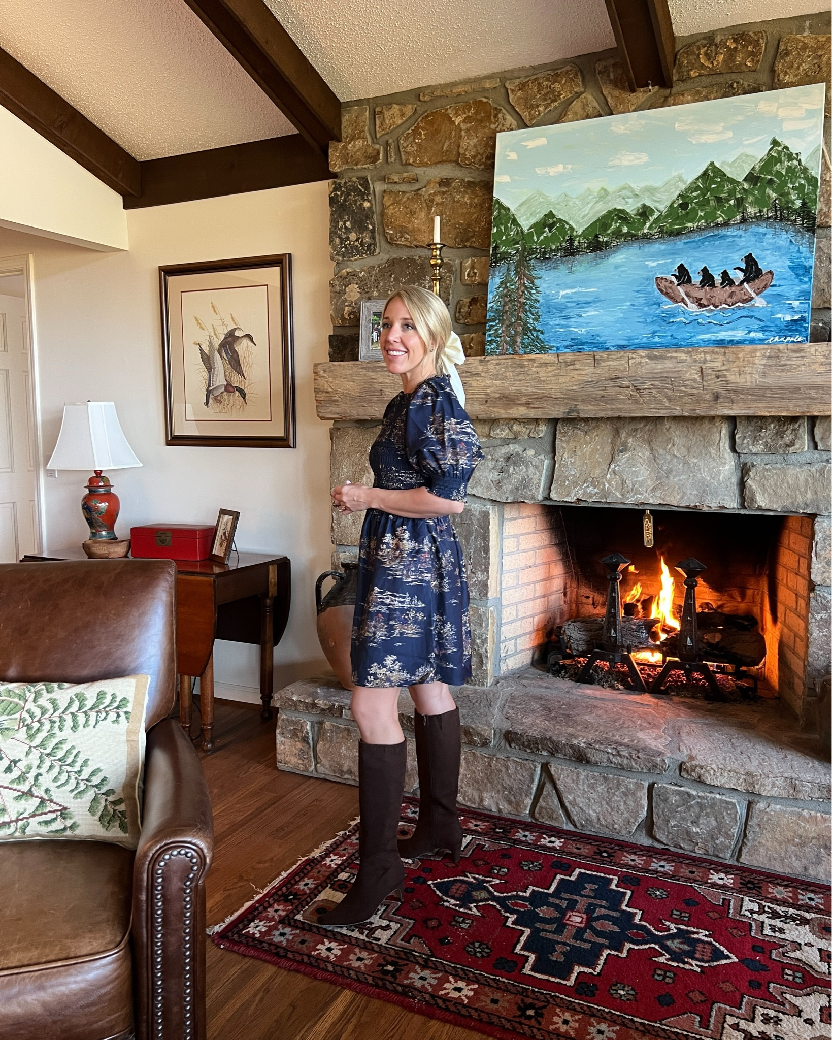 Thanksgiving outfits: navy toile dress is a showstopper! This is my favorite or second favorite—can’t decide—out of the Thanksgiving looks! I’m a sucker for toile and the navy and brown combo is just stunning! This one is almost sold out!!

#LTKFindsUnder100 #LTKHoliday #LTKSeasonal