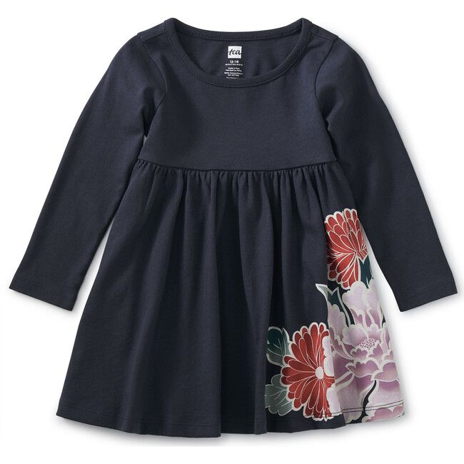 Tea Collection | Long Sleeve Twirl Baby Dress, Indigo (Black, Size 3-6M) | Maisonette | Maisonette