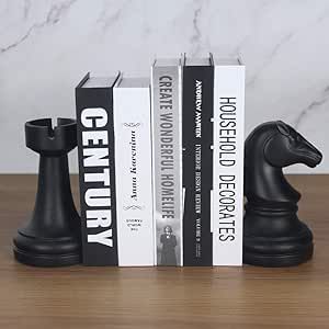 Decorative Chess Bookends for Shelves, Book Ends Decorative for Office Heavy Books, 7x7x4 inches,... | Amazon (US)
