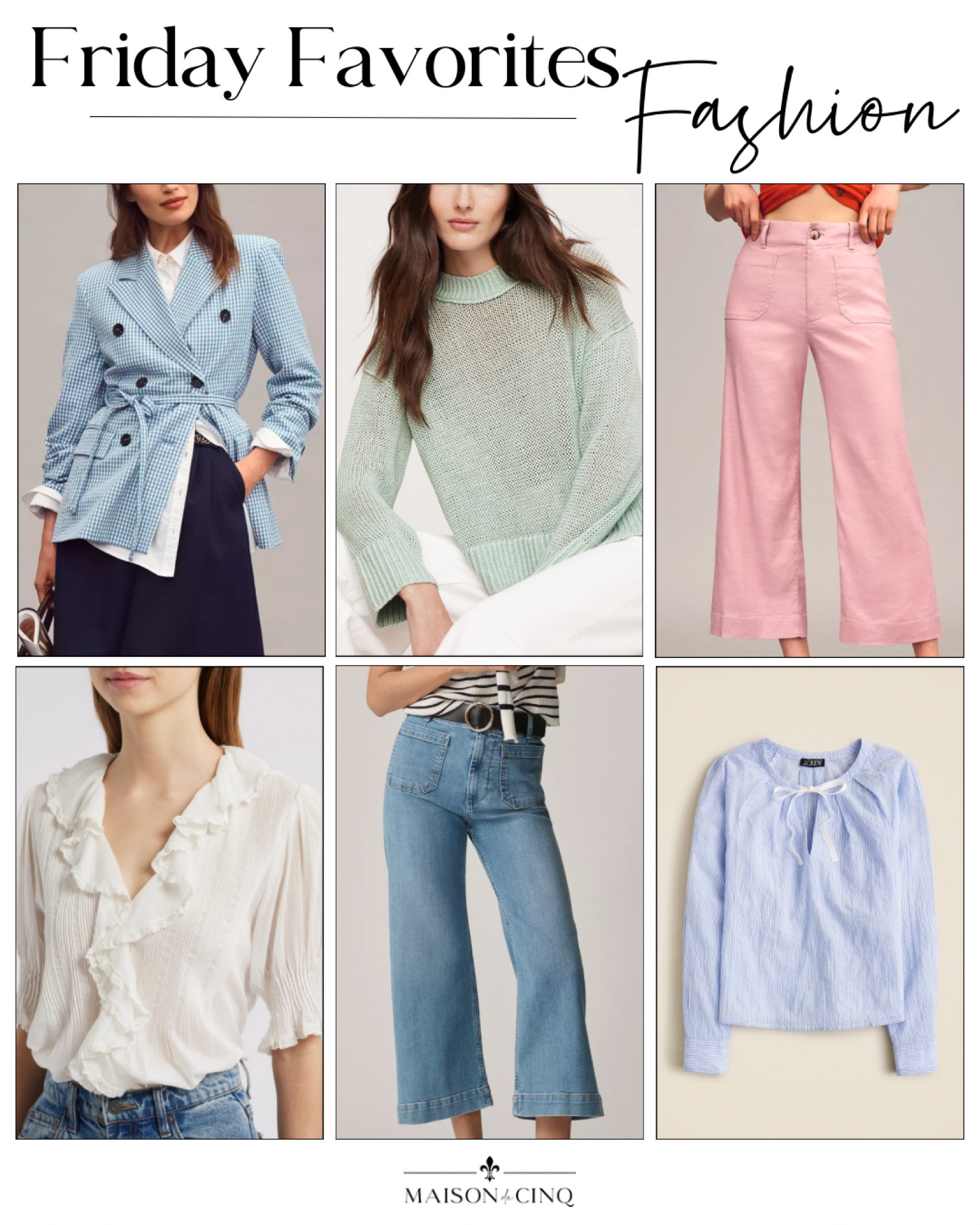 So many cute spring finds this week like pastel sweaters, the cutest pink linen pants, my fave wide leg denim in new colors, and more!

Wide leg jeans, spring outfit, travel outfit, spring blouse, spring sweater, blazer, spring fashion 

#LTKOver40 #LTKFindsUnder100