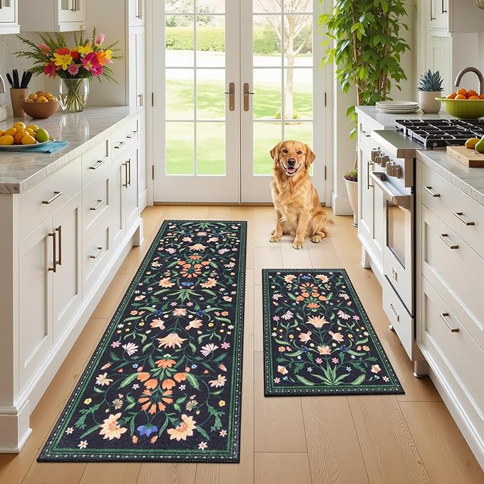 Ileading Kitchen Mat Sets 2 Piece,Plant Florals Rugs for Kitchen Floor,Stain Resistant Standing M... | Amazon (US)