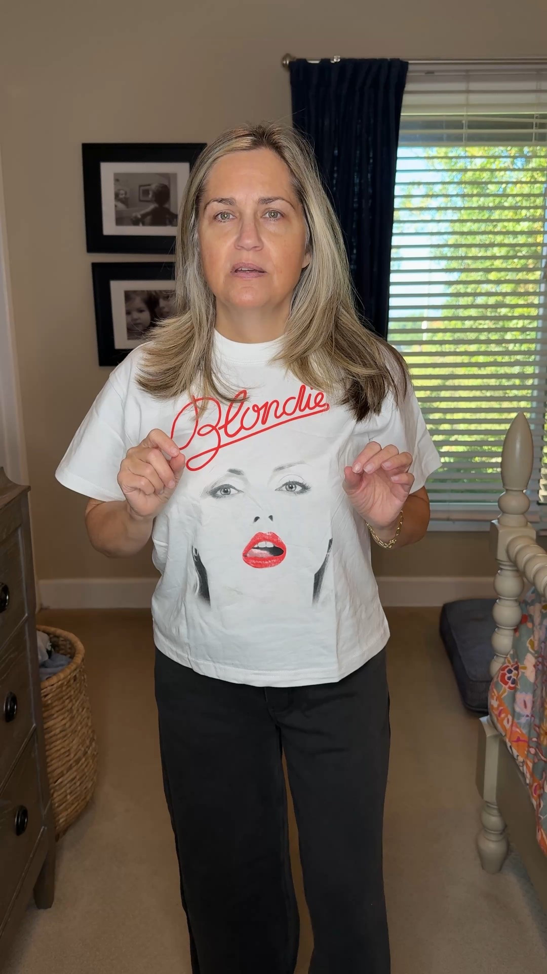 I had to quickly fill these pieces so you could grab them if you want in case they sell out. This cute graphic tea is a perfect layering piece even if you don’t love Blondie.  These sweatpants are super cute and are going to be great for travel. Wearing small petite in the T-shirt and extra small petite in your pants.  Stay tuned for part two  