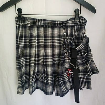 Anaobai Ameicom Plaid Open Back Mini Skirt Emo Whimsy Goth Women's Size S | eBay US