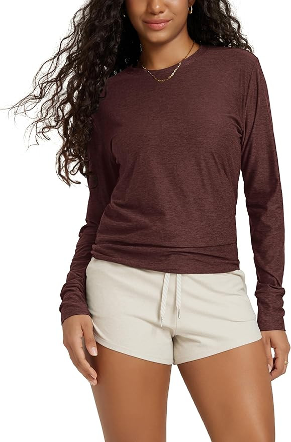 ODODOS Women's Long Sleeve Crewneck Tee - Ultra-Soft odSTRATUM Tech Performance T-Shirts UPF 50+ ... | Amazon (US)