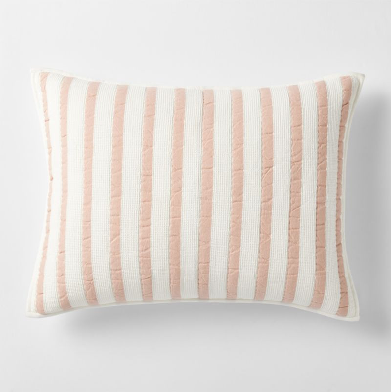Pink Striped Waffle Weave Organic Cotton Kids Pillow Sham + Reviews | Crate & Kids | Crate & Barrel