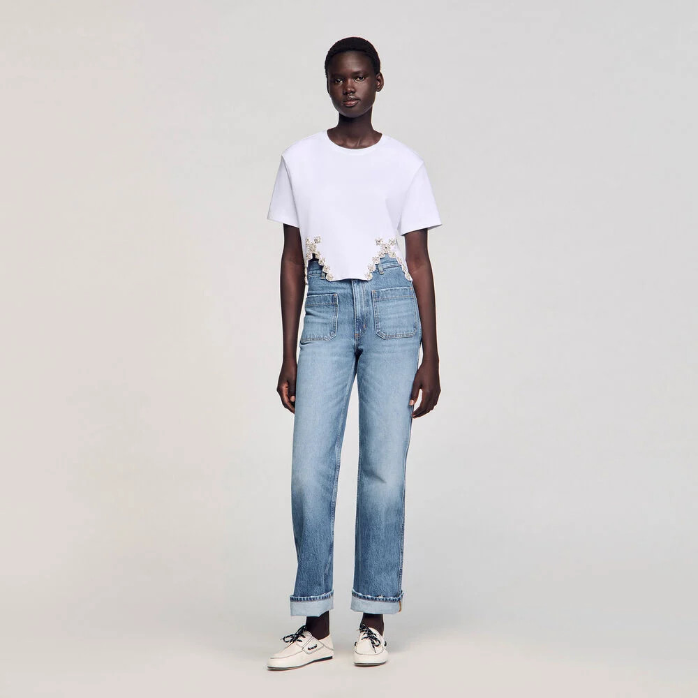 Rhinestone crop top | Sandro US | Sandro-Paris US