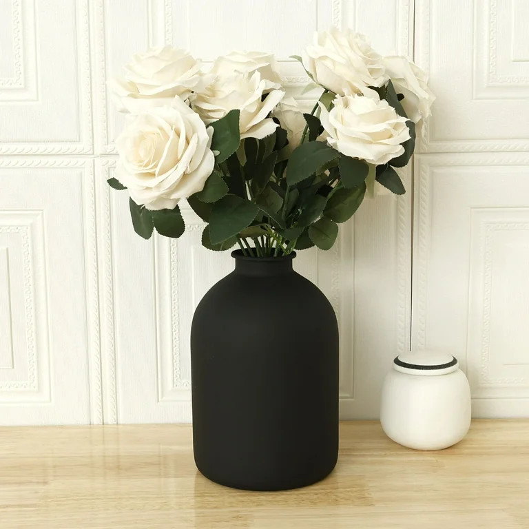 Black Metal Flower Container Smooth Solid Black Vase Matte Elegant Compatible Iron Metal Vase Hom... | Walmart (US)
