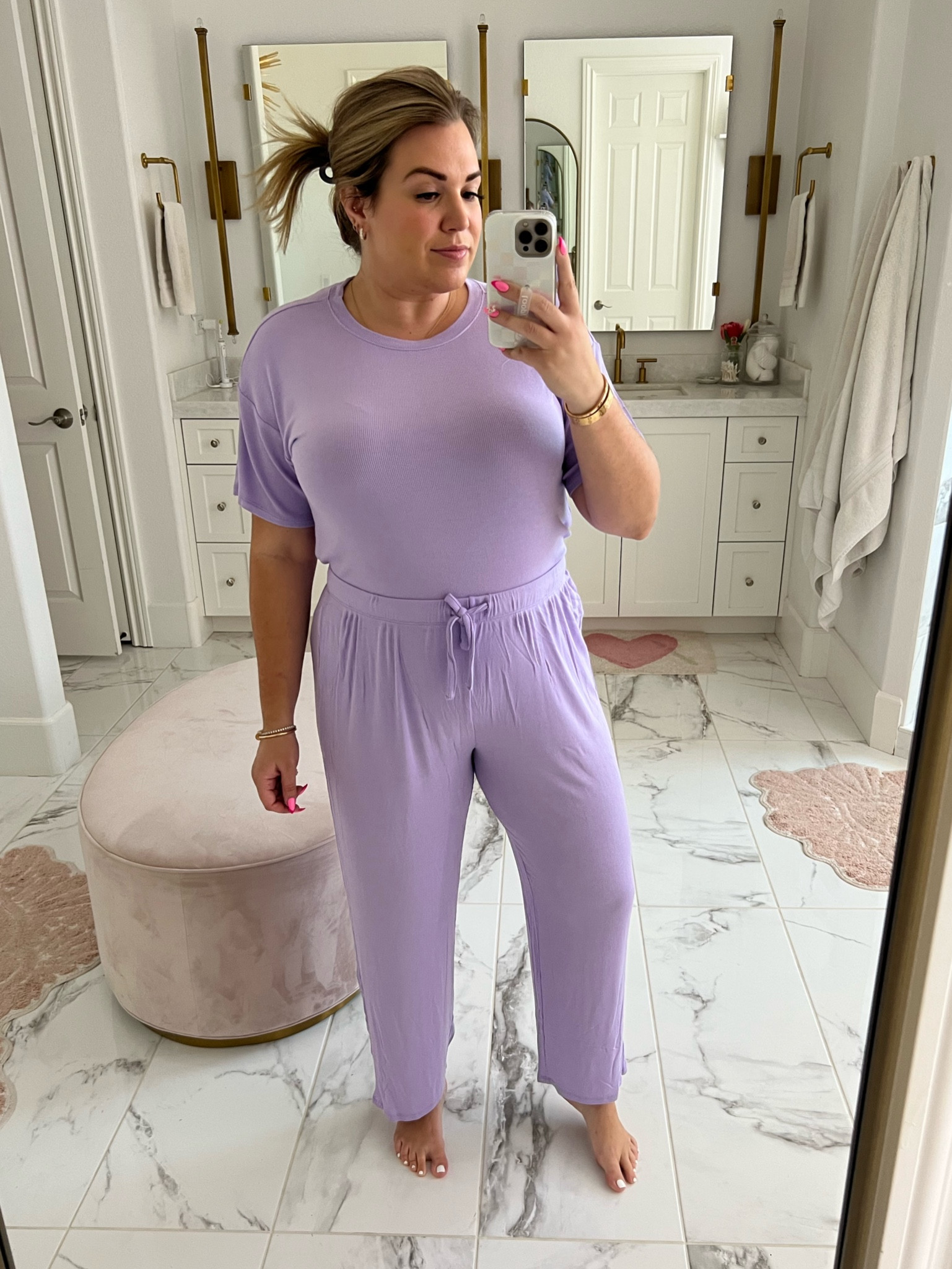 curvy ribbed lilac pajama lounge set! i sized up to the xl for my bump. take your true size! 

#LTKxNSale #LTKunder50 #LTKcurves