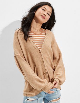 AE Slouchy Balloon-Sleeve Cardigan | American Eagle Outfitters (US & CA)