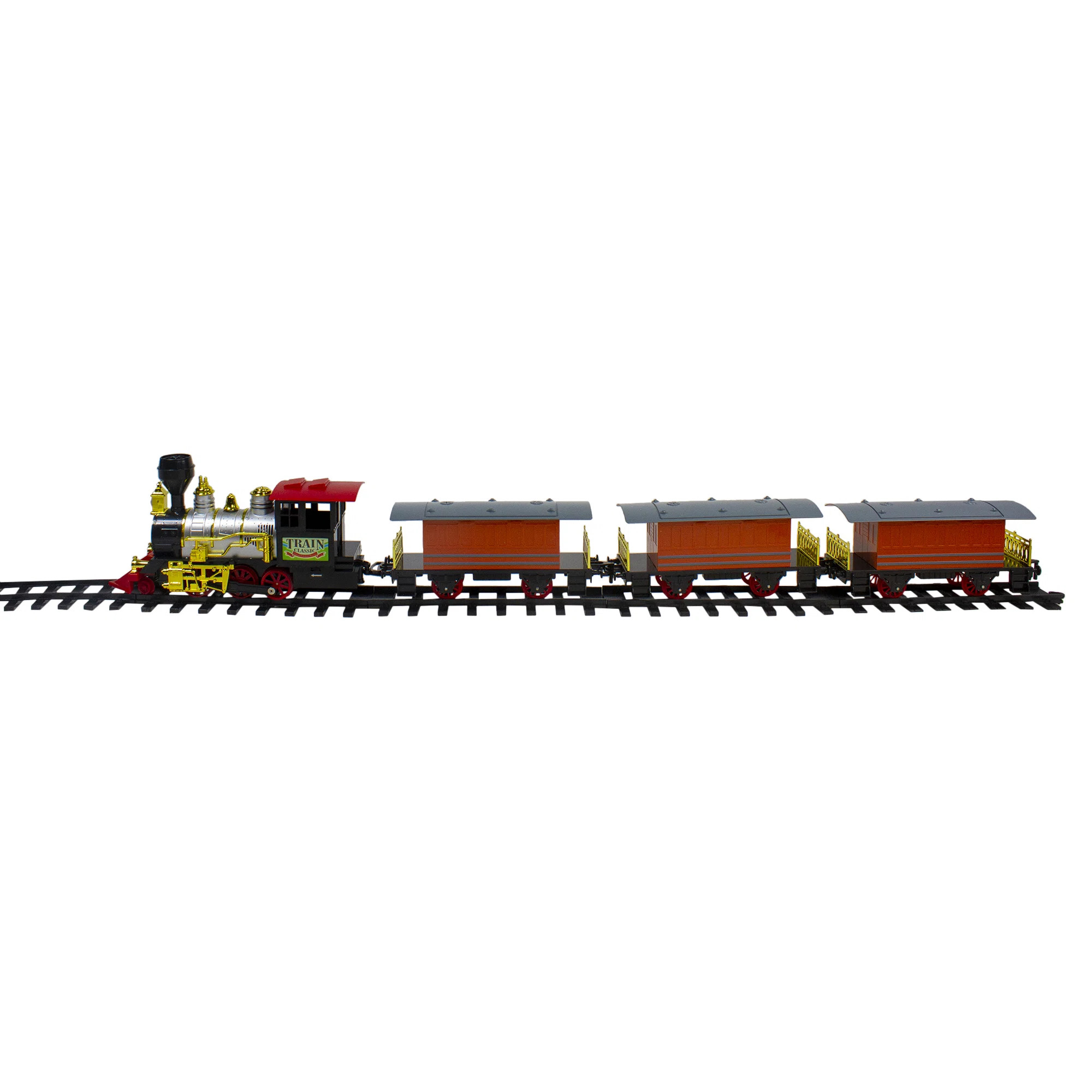 20-Piece Battery Operated Red and Orange Animated Classic Christmas Train Set with Sound | Wayfair North America