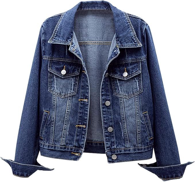 Kedera Women's Denim Jackets Button Up Long Sleeve Ripped Jean Jacket with Pockets | Amazon (US)