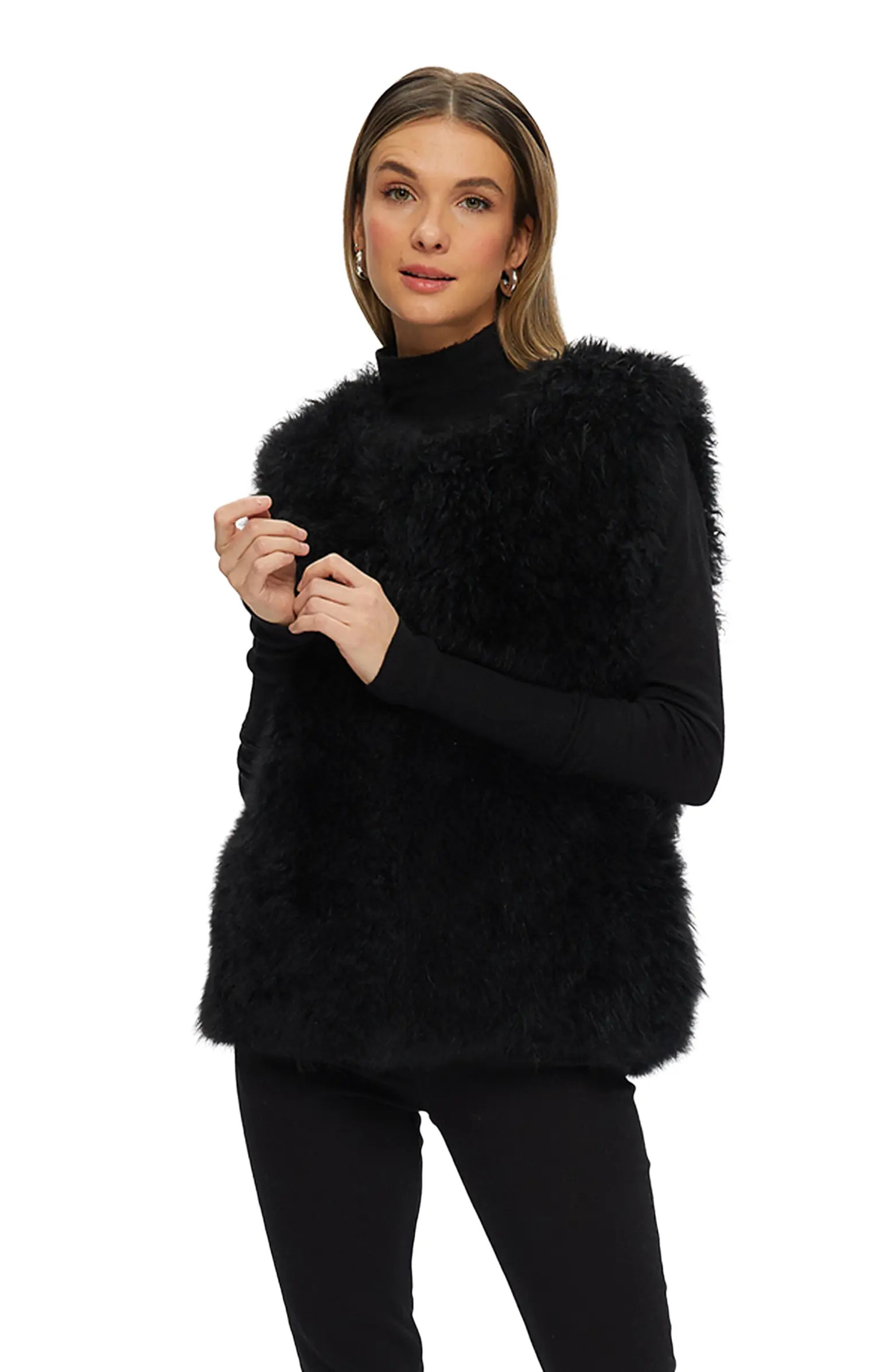 Genuine Shearling Collarless Vest | Nordstrom