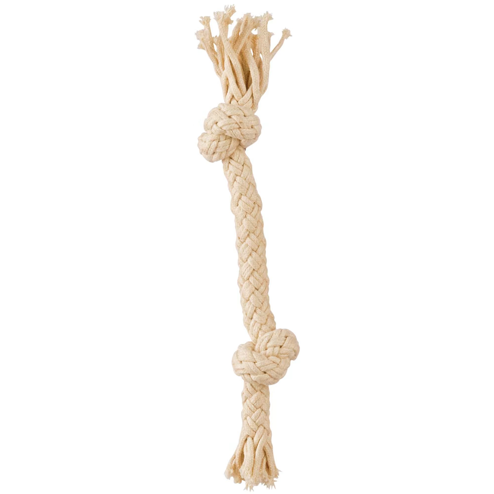 Leaps & Bounds Rope Tug Dual Knot Dog Toy in White, 6" | Petco