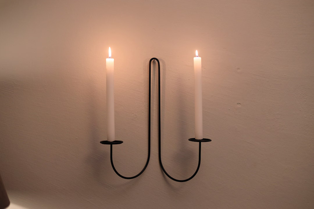 Minimal Black Wall Candle Sconce Rustic Living Room Decoration Handcrafted Candle Sconce - Etsy | Etsy (US)