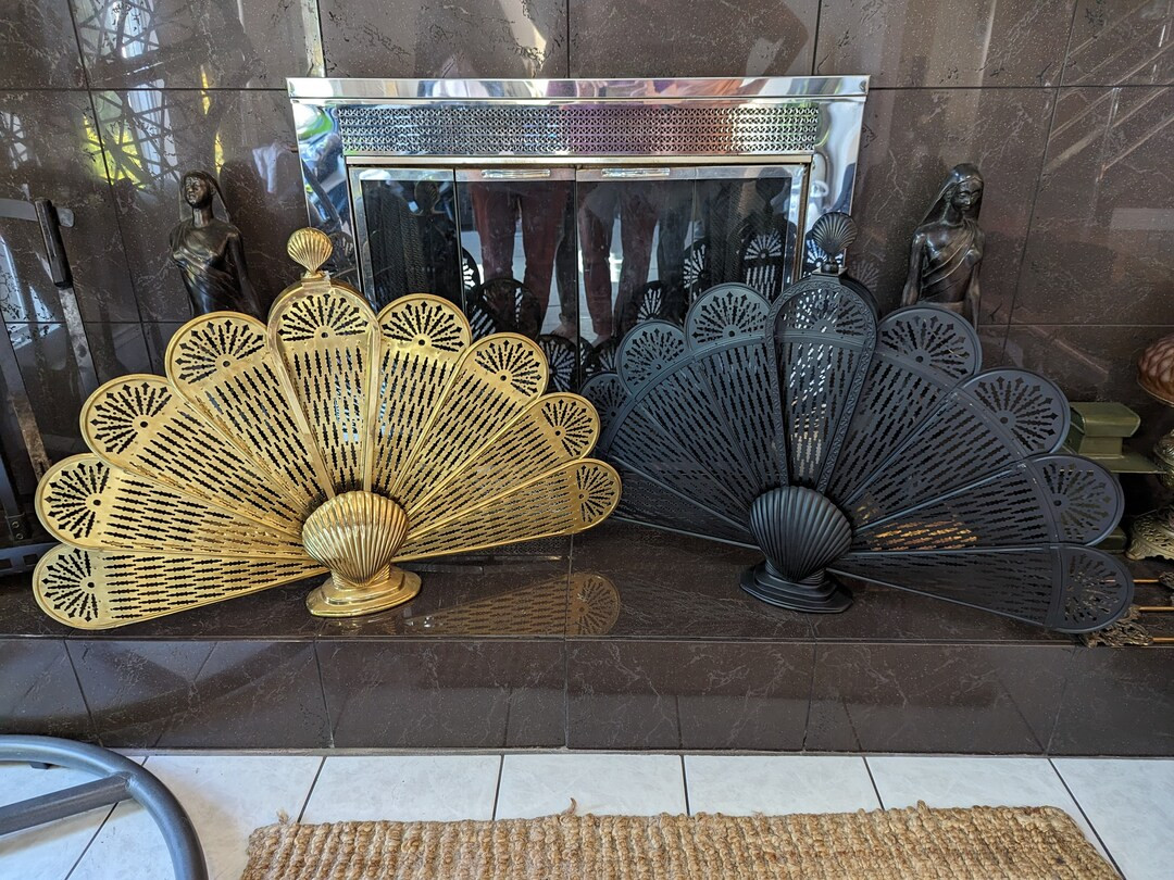 Seashell Vintage Brass Peacock Fireplace Screener Art Deco Style Options Brass or Black - Etsy | Etsy (US)