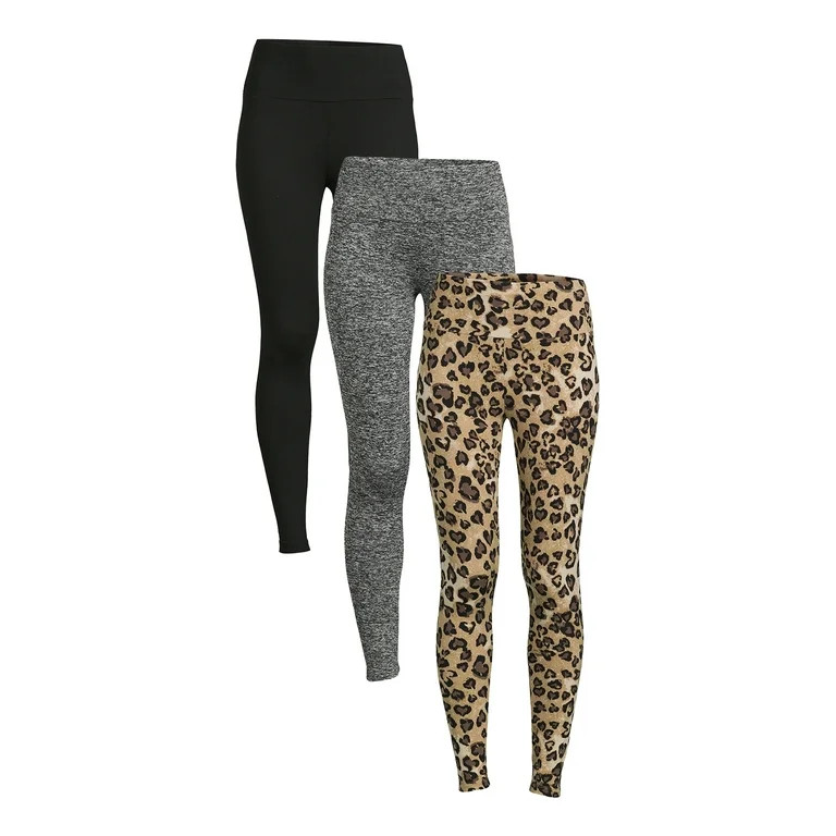 Feathers Women's Active Fleece Leggings, 3-Pack | Walmart (US)