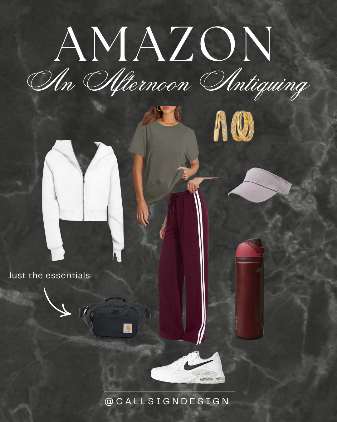 Clothing for a day on the go! Comfy track pants, nike tennis shoes, and our fav water bottle for the perfect athleisure look! 

 #LTKdayinmylife #LTKootd #LTKActive