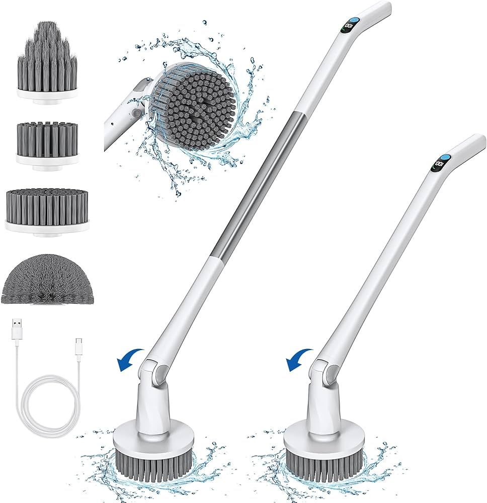 Electric Spin Scrubber for Bathroom,Power Shower Scrubber with Long Handle for Cleaning,150 Worki... | Amazon (US)