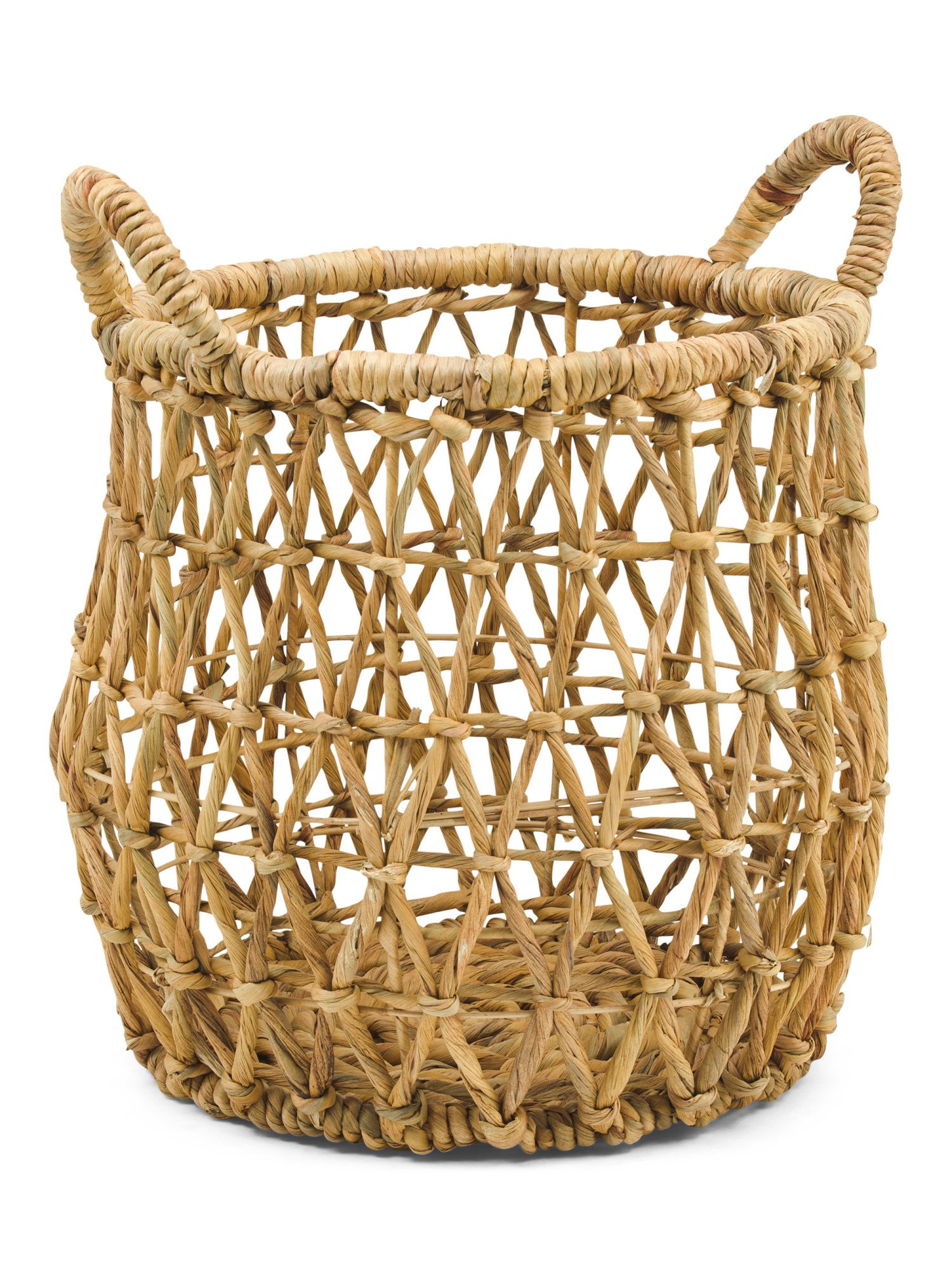 Small Natural Round Basket With Handles | TJ Maxx