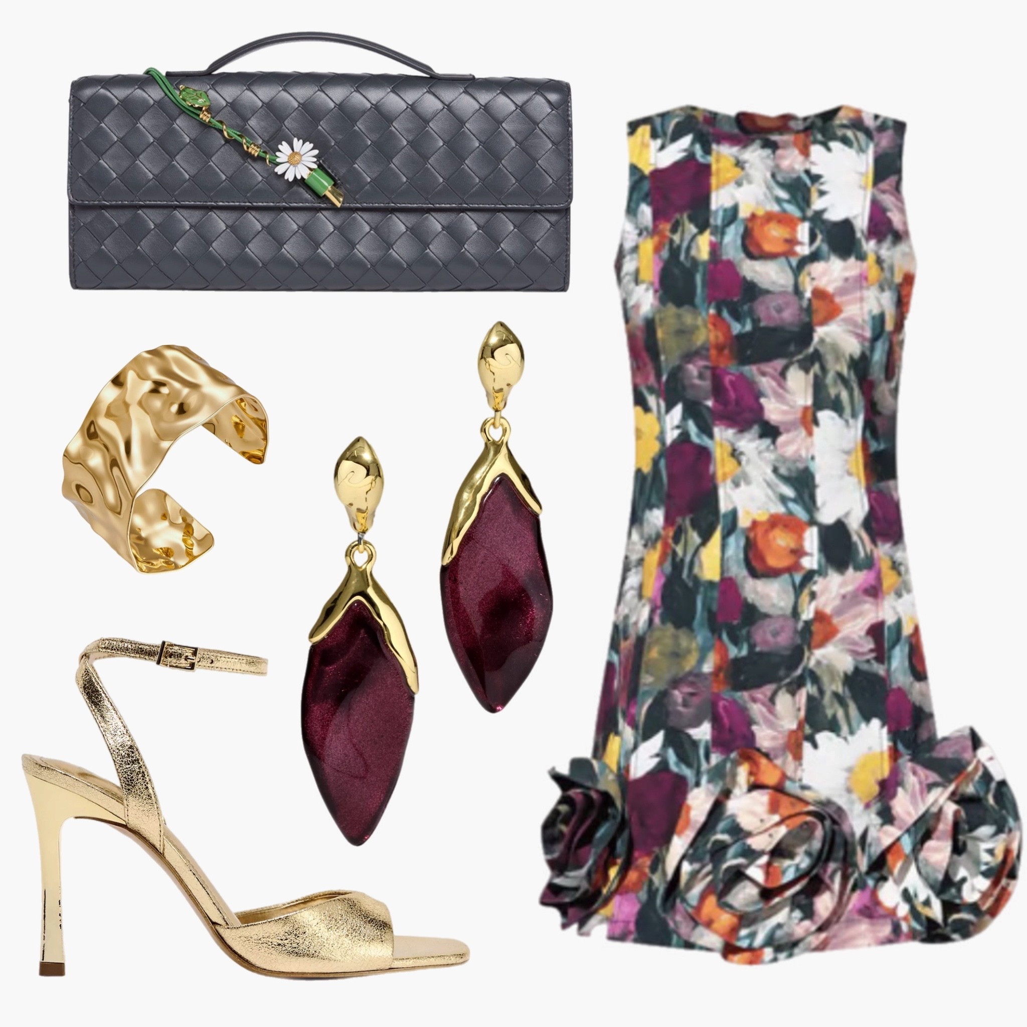 Floral midi dress outfit with statement gold heels + elevated accessories 🌸✨ Perfect wedding guest dress, summer event outfit, or formal date night look. Loving this structured floral dress paired with metallic heels, bold statement earrings, and a chic woven clutch. Classic feminine style with a modern edge.

#WeddingGuestDress #FloralMidiDress #SummerOutfitIdeas #DateNightOutfit #LTKStyle #LTKFinds #ElevatedStyle #FeminineFashion


#LTKWedding #LTKSeasonal #LTKmomlife #LTKSaleAlert #LTKootd