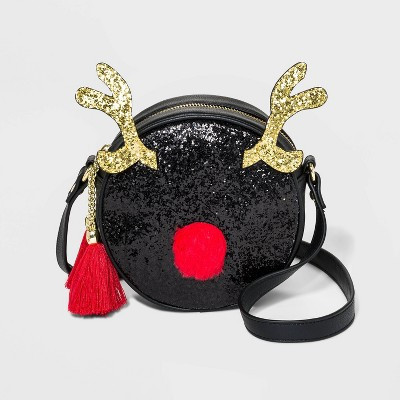 Mad Love Glitter Reindeer Crossbody Bag - Black | Target