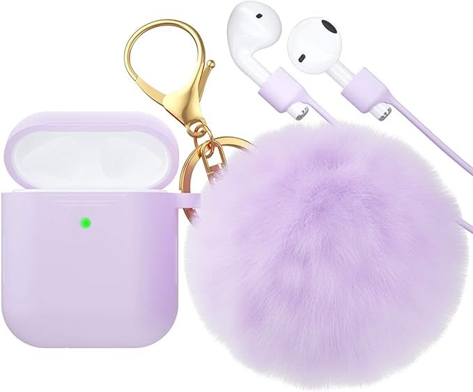 CTYBB for Airpod Case,Silicone Airpods Case Cover with Fur Ball Keychain Compatible with Apple Ai... | Amazon (US)
