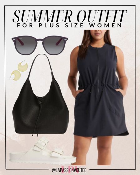 Summer chic at its finest! Slip into a sleek zip-up mini dress for effortless elegance. Add flair with oversized sunglasses and hoop earrings for a touch of glam. Complete the ensemble with a practical carryall bag and comfy Birkenstock slide sandals, perfect for all-day adventures in style.

#LTKstyletip #LTKplussize #LTKSeasonal