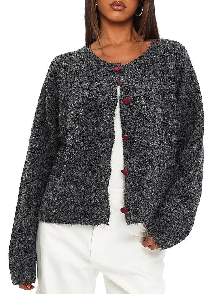 Darong Womens Cropped Cardigan Sweaters Long Sleeve Knit Y2k Button Down Fall Outfits Fashion Clo... | Amazon (US)