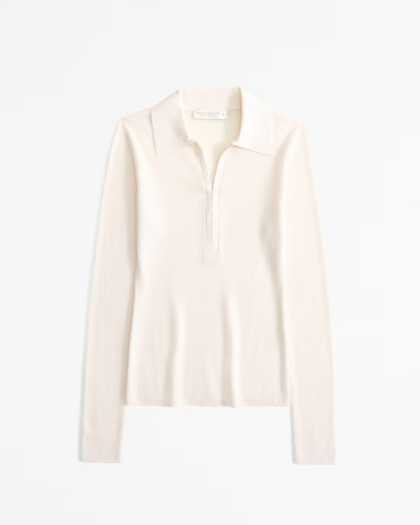 Women's Merino Wool Half-Zip Polo | Women's Tops | Abercrombie.com | Abercrombie & Fitch (US)