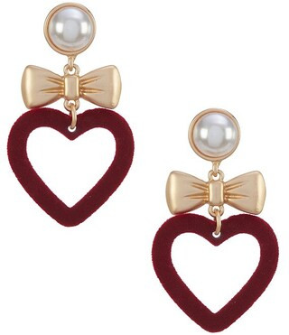 Southern Living Pearl Cab Stud Metal Bow Red Open Heart Drop Earrings | Dillard's | Dillard's