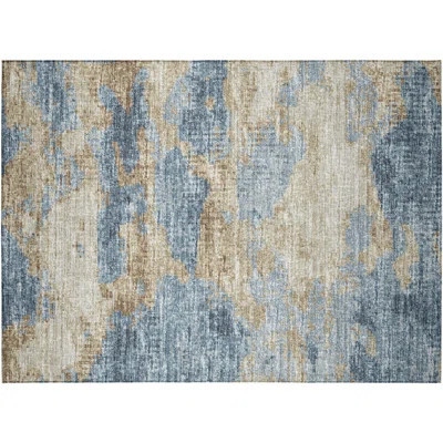 Yadir Abstract Machine Woven Rectangle 1'8" x 2'6" Polyester Indoor / Outdoor Area Rug in Blue/Brown/Gray | Wayfair North America