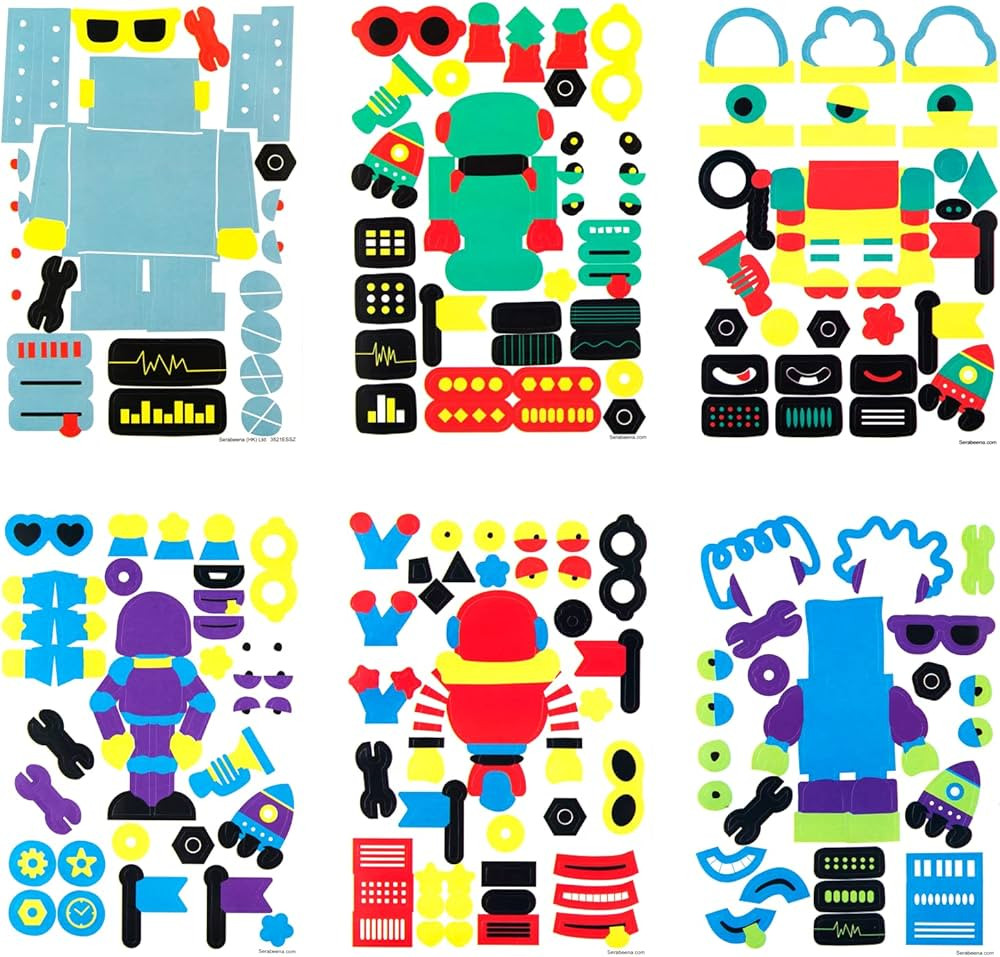 Make Your Own Stickers - Robot Stickers for Kids - Robot Birthday Party Decorations - Stickers fo... | Amazon (US)