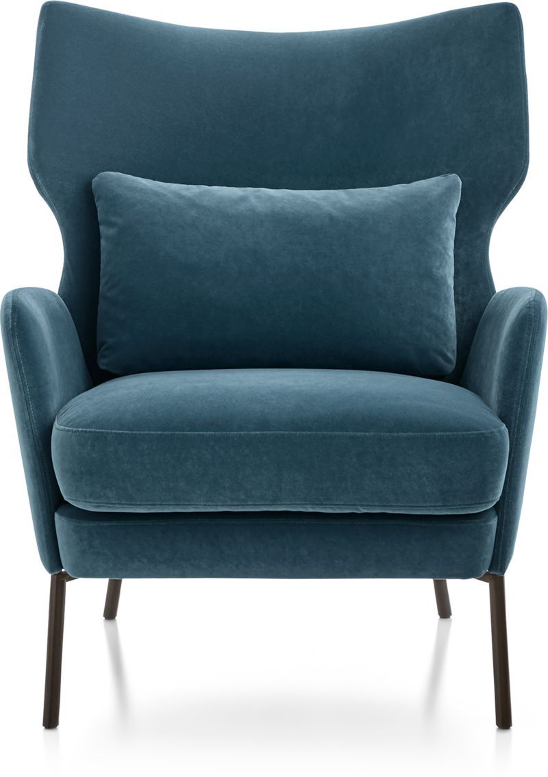 Alex Navy Blue Velvet Accent Chair + Reviews | Crate and Barrel | Crate & Barrel