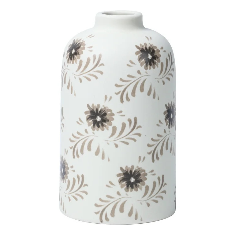 Mainstays By Becky G. & Alejandra Small 6.38" White Flower Decorative Ceramic Vase | Walmart (US)
