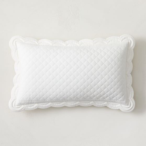 Heather Taylor Home Quilted Scallop Edge Pillow Cover, 12""x21"", Alabaster | West Elm (US)