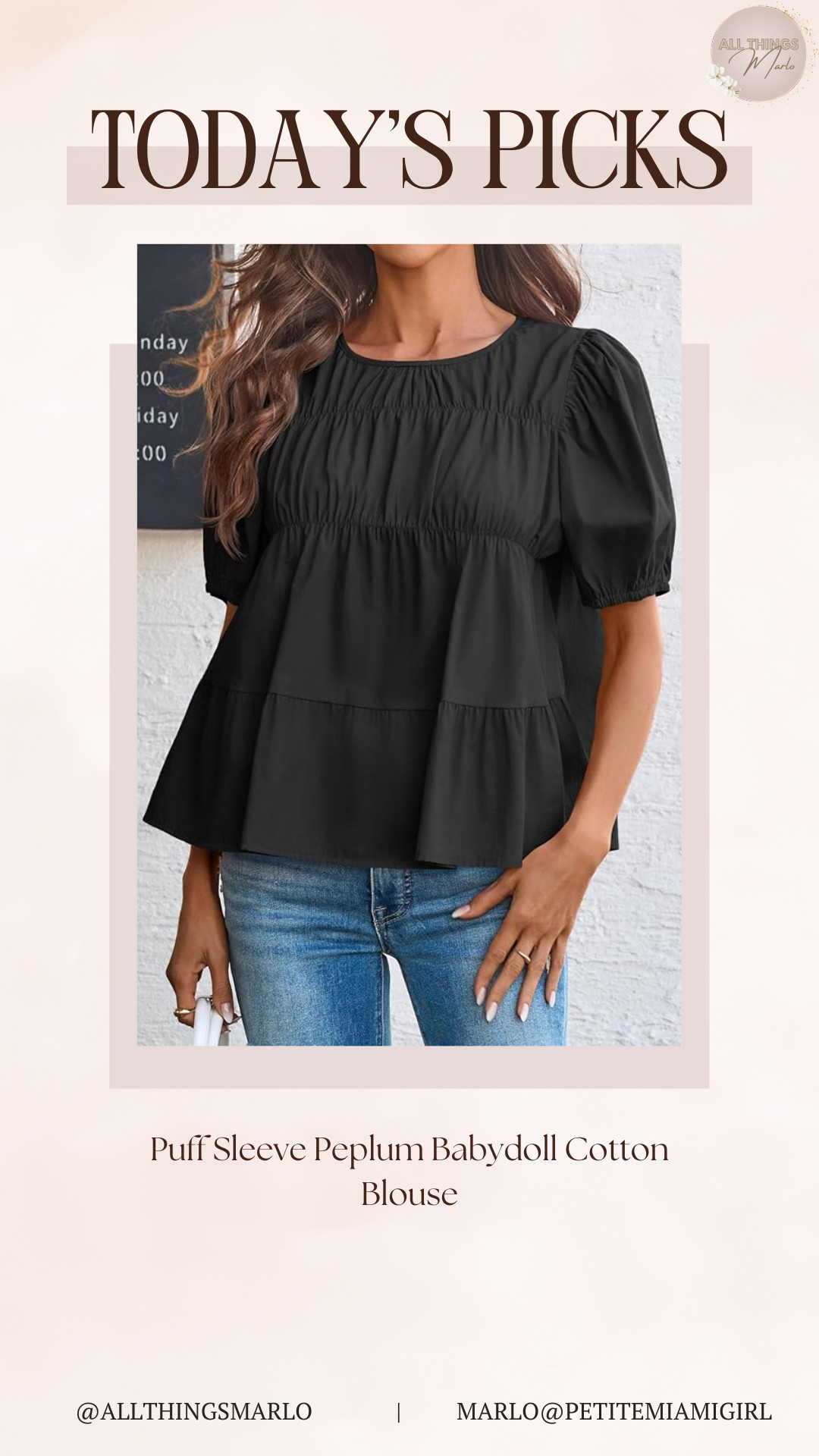 Puff Sleeve Peplum Babydoll Cotton Blouse 

 #LTKSeasonal #LTKPetite #LTKWorkwear