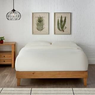 Beckdale Honey Brown Wood King Platform Bed (75.5 in. W x 12 in. H) | The Home Depot