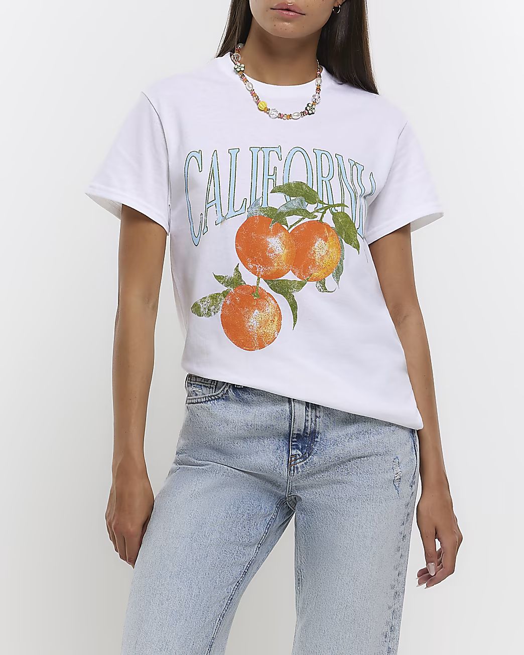 White graphic print t-shirt | River Island (UK & IE)