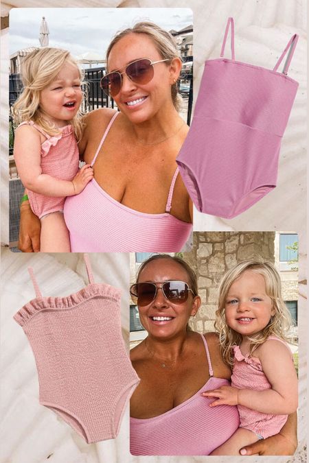 Mommy & me cohesive one piece textured swim suits // ribbed // ruffled // Palmer’s suit is literally $6 // curvy swim // neutral // pink // toddler // 

#LTKswim #LTKcurves #LTKkids