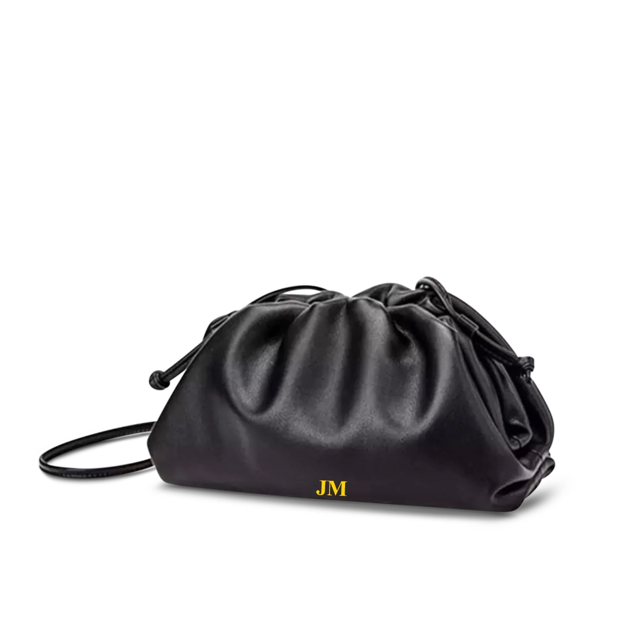 The Jeanie Leather Clutch in Midnight Black | Lily and Bean