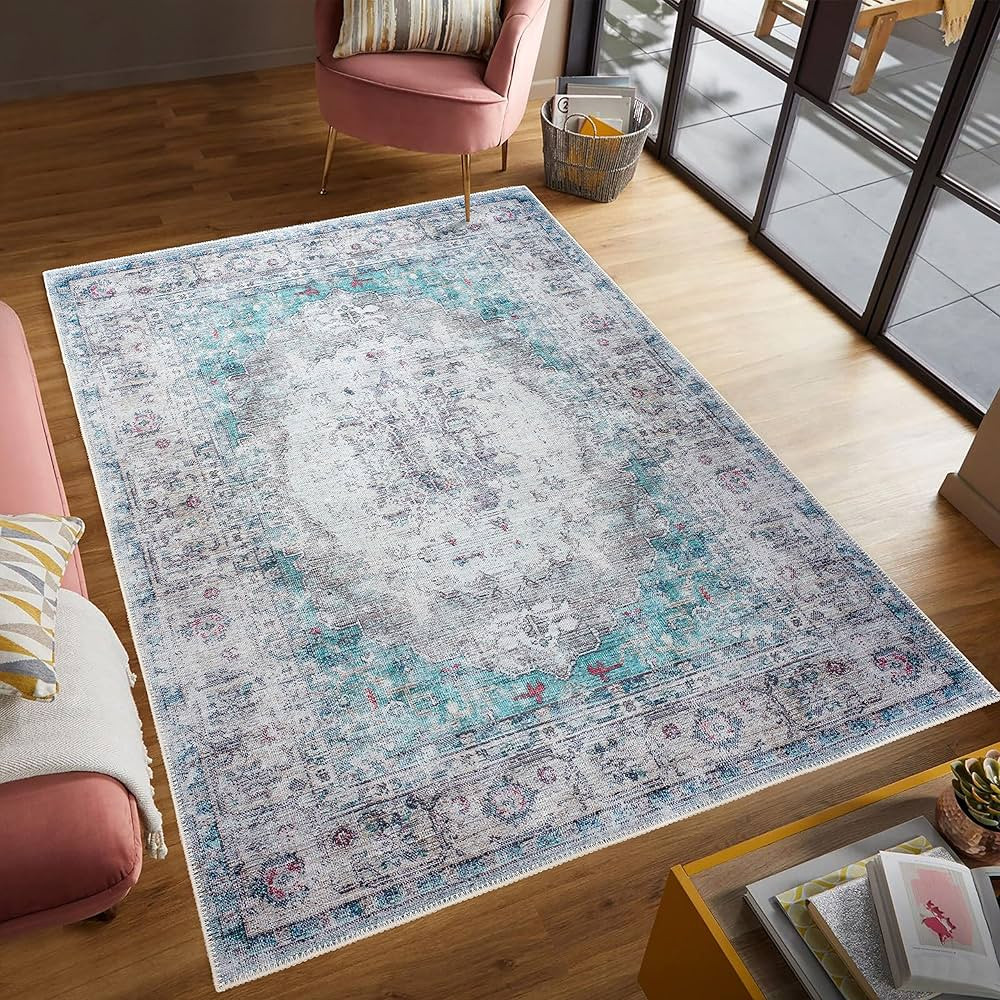 Monolia Machine Washable Area Rug, Non Slip Rug for Living Room, Bedroom, Bathroom, Kitchen, Vint... | Amazon (US)