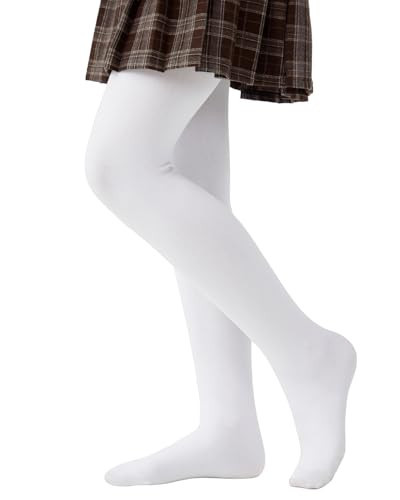 CozyWow Girls Winter Warm Fleece Lined Tights, Soft Thick Thermal Dance Tights for Kids White XXL | Amazon (US)