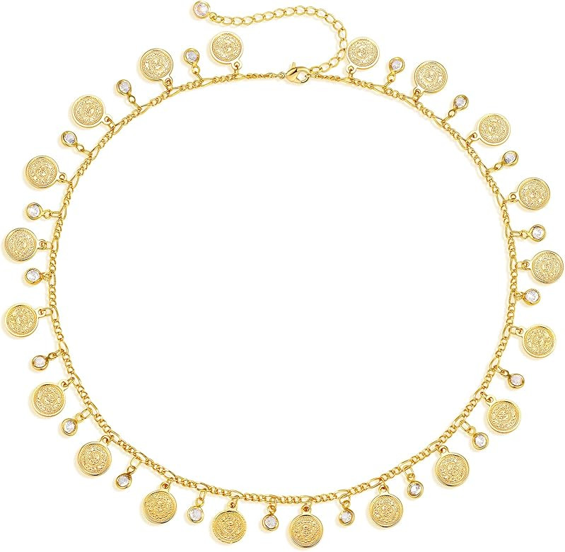 MTMY Beaded Necklaces for Women 14K Gold Plated Dainty Colorful Green/Rose Beaded Pearl Choker Ne... | Amazon (US)