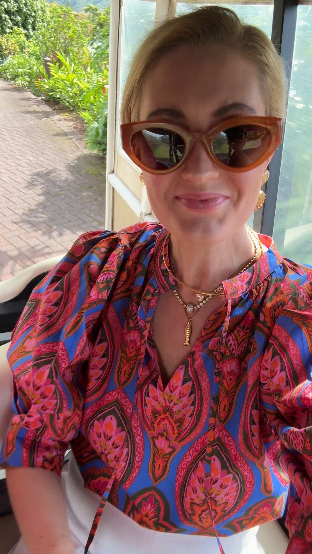 A lightweight printed top, relaxed bottoms, and oversized sunglasses—easy pieces that feel right at home on a resort getaway.

#LTKdayinmylife #LTKootd