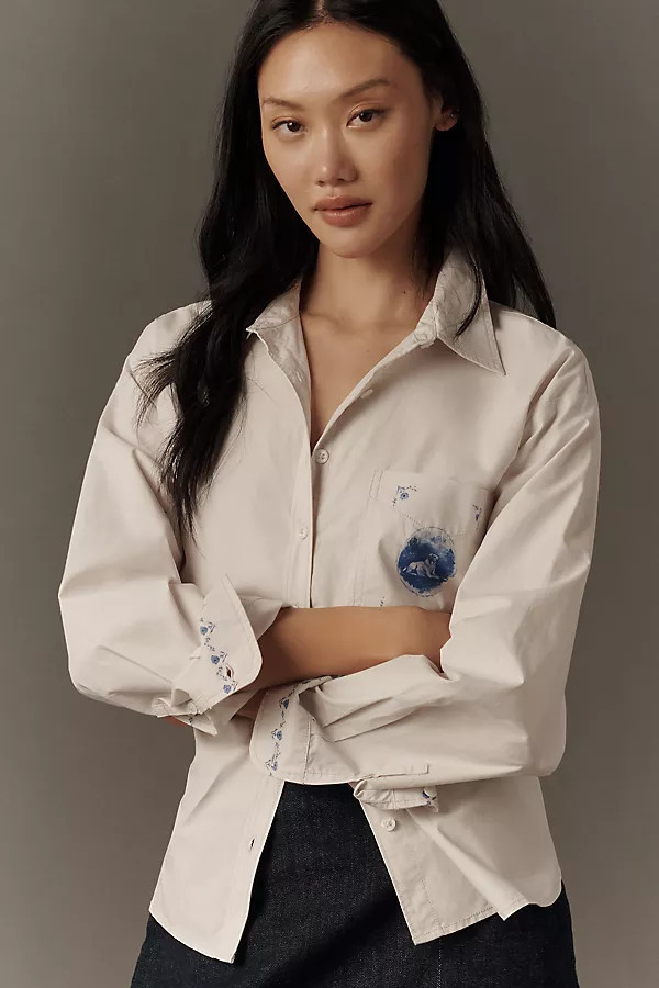 Kayla Plosz Antiel Shrunken Bennet Buttondown Shirt by Maeve | Anthropologie (US)