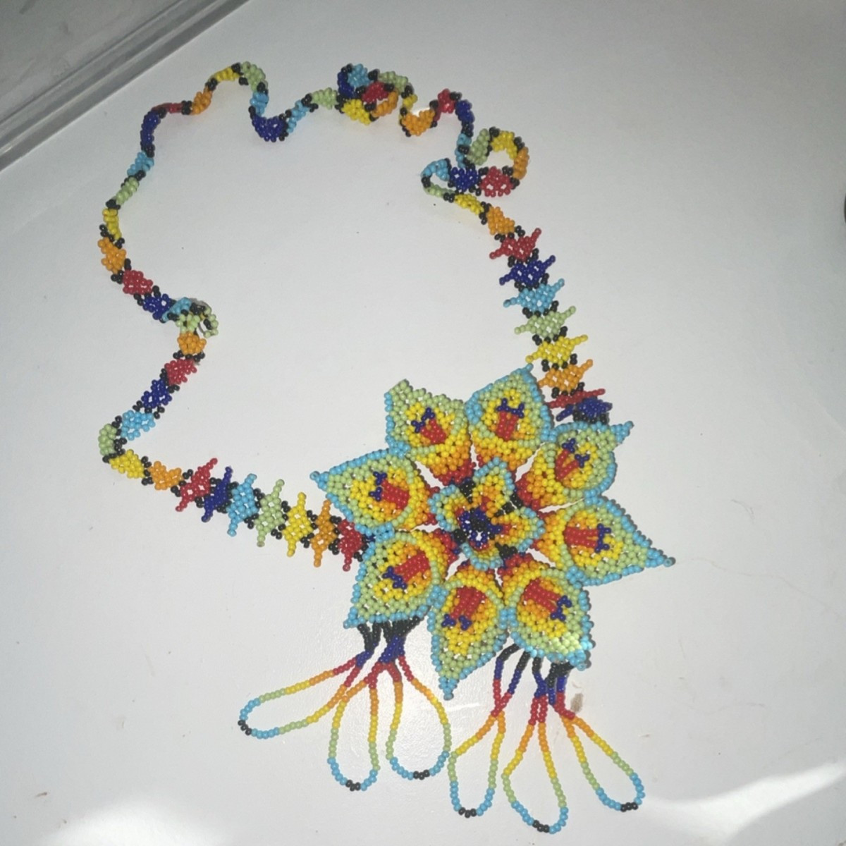 Huichol Handmade Mexican Beaded Flower Necklace | eBay US